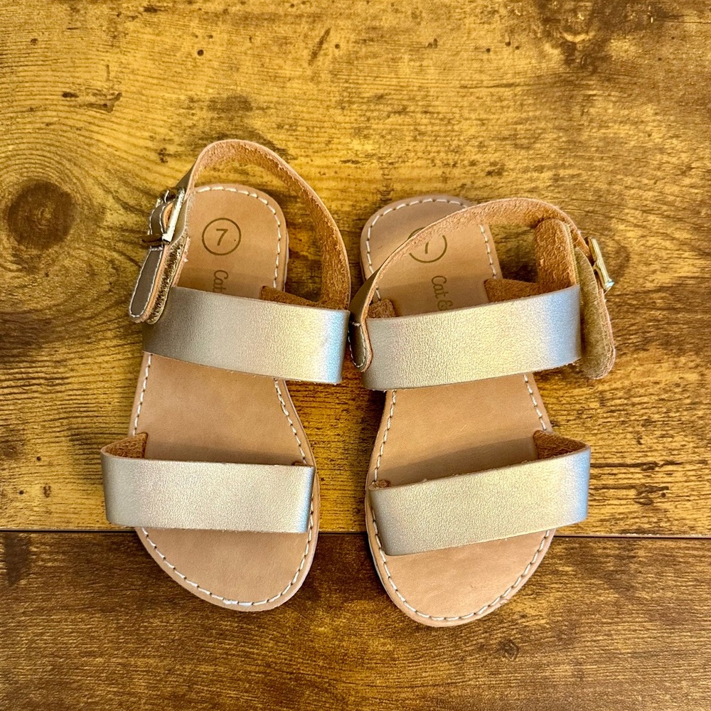 Cat & Jack Gold and Tan Sandals size 7 NEW